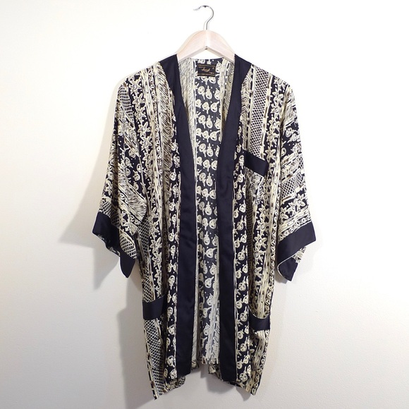 Jackets & Blazers - Vintage Kimono Duster Robe Abstract Floral